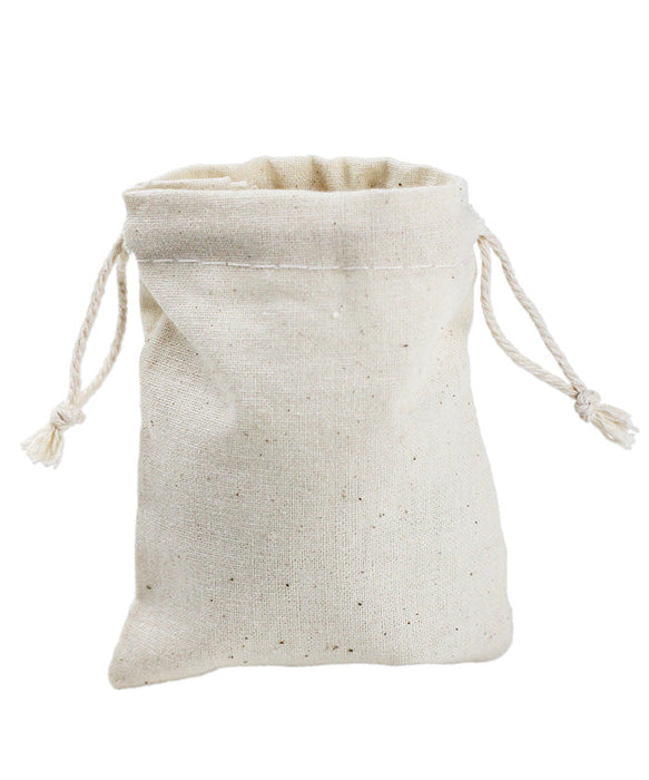 Plain Cotton Muslin Pouch - Natural White